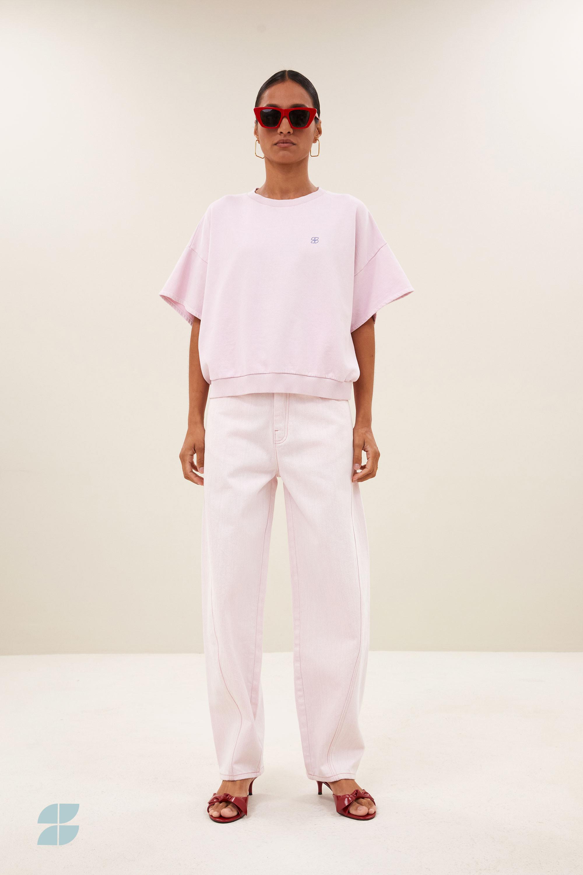 By-Bar Begum Slub Jeans Light Pink Damen Barrel Leg rosa